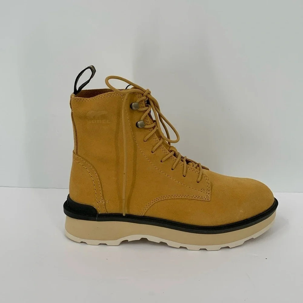 Sorel Hi-line lug boots suede leather waterproof chunky shoe winter tan new 9